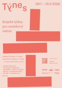 Plakát Krajských týdnů pro neziskový sektor TÝNES 2026 s termínem 29. 1. až 15. 3. 2026