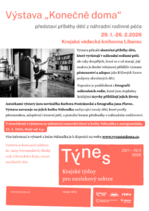 Plakát výstavy Konečně doma o dětech z náhradní rodinné péče